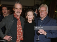LONDON, ENGLAND - FEBRUARY 06: (L to R) Jeremy Irons, Lesley Manville and Sir Richard Eyre attend the press night after party of "Long Day's Journey Into Night" at Browns on February 6, 2018 in London, England. (Photo by David M. Benett/Dave Benett/Getty Images)